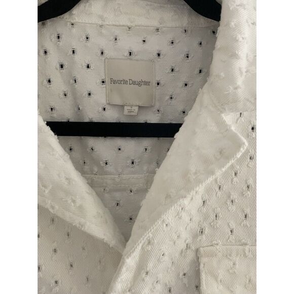 New $198 Favorite Daughter The Micha Denim Shirt Crop Top in White Size Small - Picture 8 of 8